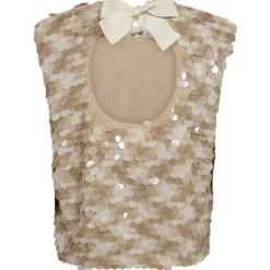 Co Couture MaxiCC Sequin Bow Top Champagne