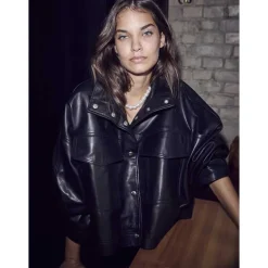 Co Couture PhoebeCC Leather Box Jacket Black