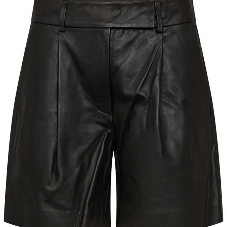 Co Couture PhoebeCC Leather Pleat Shorts Black