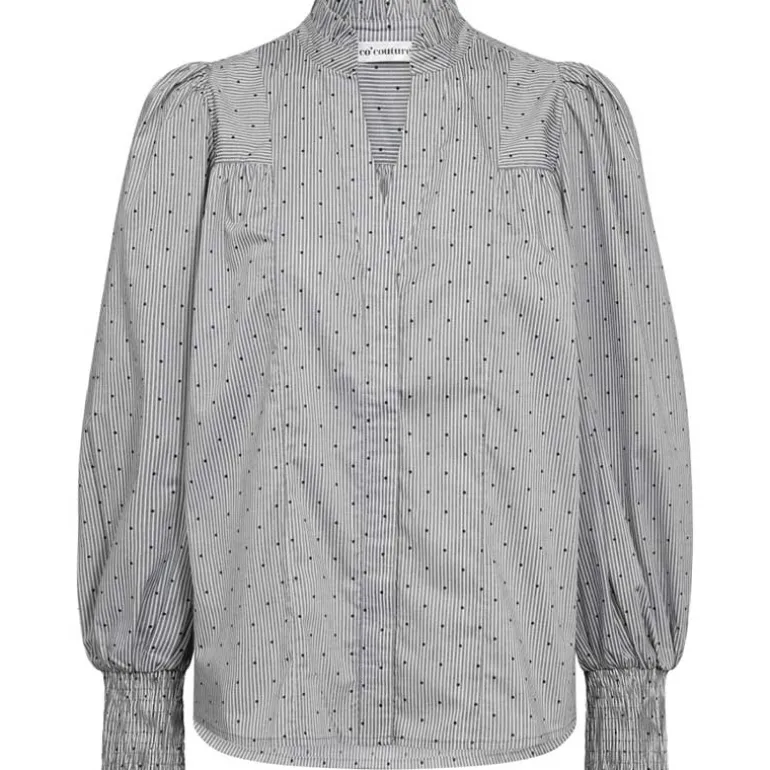 Co Couture StripeCC Dot Petra V-Shirt Light Grey