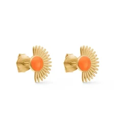 ENAMEL ORANGE SOLEIL STUD GULD