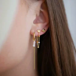 ENAMEL PETITE SILVER SOLEIL STUD GULD