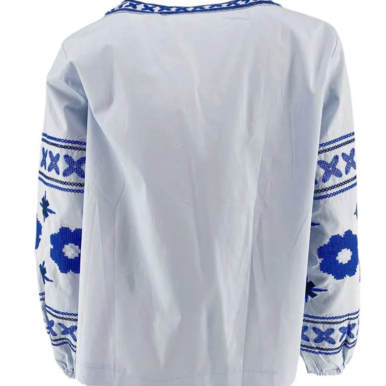 J By J 3672 Embroidery Blouse Light Blue