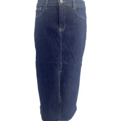 J By J 9233 Stretch Denim Skirt Dark Blue