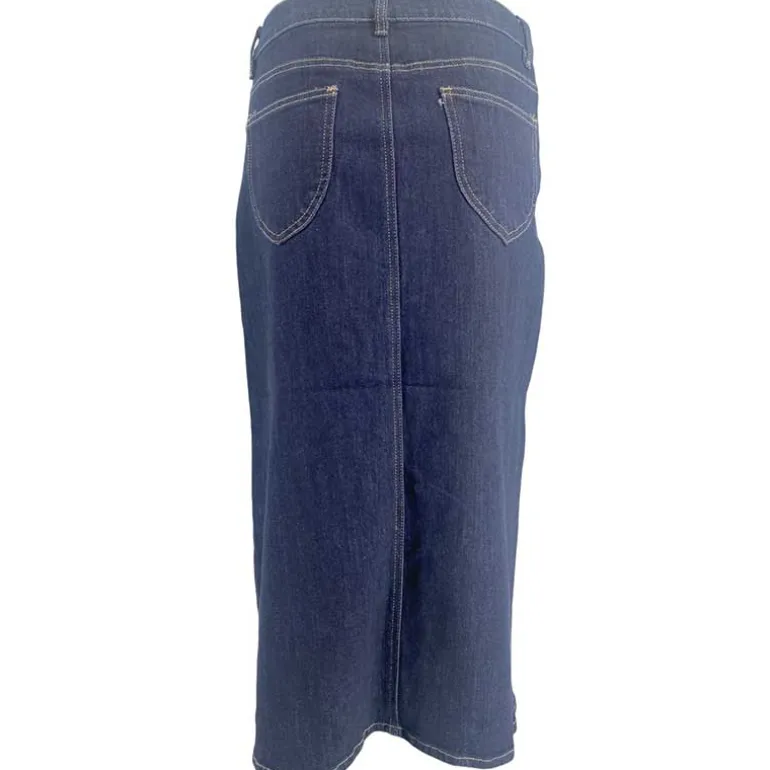 J By J 9233 Stretch Denim Skirt Dark Blue