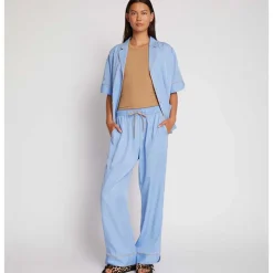 Munthe Ukava Loose Pinstripe Pants Blue