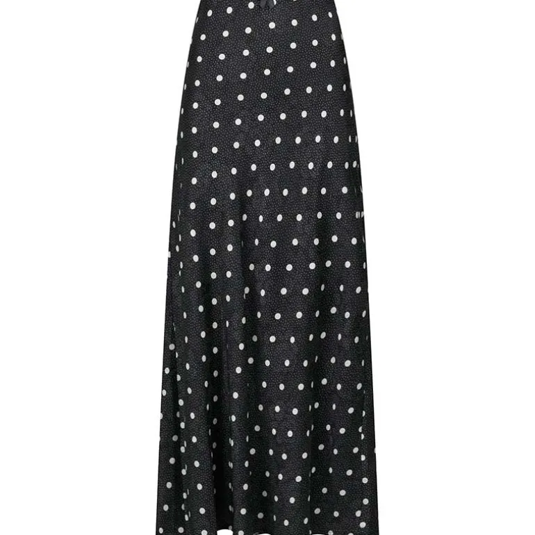 Neo Noir Lola Retro Dot Long Skirt Black