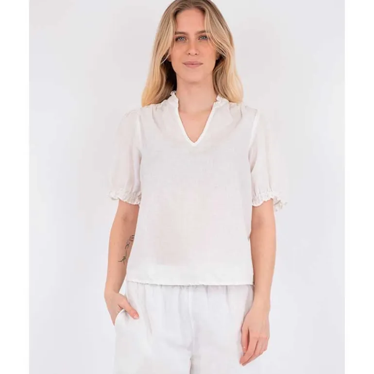 Neo Noir Odesa Linen Blouse Hvid