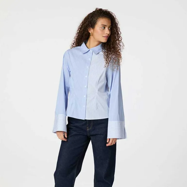 Neo Noir Rosa Mix Stripe Shirt Light Blue