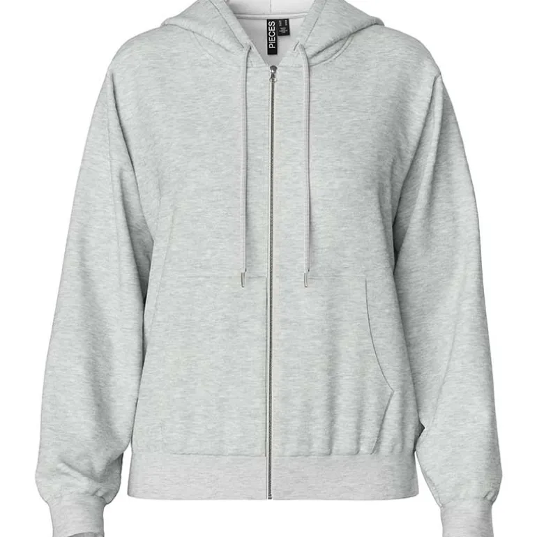 Pieces PCChilli LS Zip Hoodie Noos Light Grey Melange