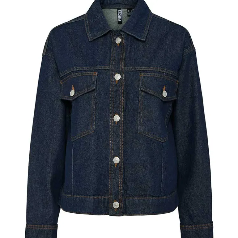 Pieces PCElma Denim Jacket Noos Dark Blue Denim