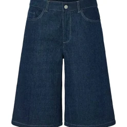 Pieces PCFabia MW Denim Jorts Dark Blue Denim