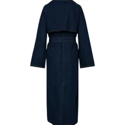 Pieces PCFreya LS Long Denim Trenchcoat Dark Blue Denim