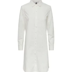 PIECES PCJAYLA LS SHIRT DRESS NOOS BC HVID