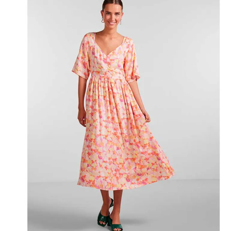 PIECES PCKALANI 2/4 MIDI DRESS BC PEACH