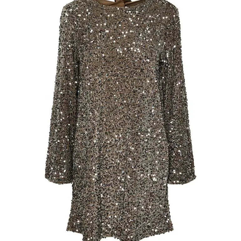 Pieces PCKam LS Deep Back Bow Dress Morel