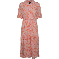 PIECES PCKASEY MIDI SHIRT DRESS LYSERØD