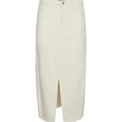 Pieces PCKenise MW Denim Ankle Skirt BC Off White