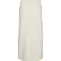 Pieces PCKenise MW Denim Ankle Skirt BC Off White