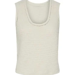 Pieces PCKoe SL Reversible Knit Top Off White