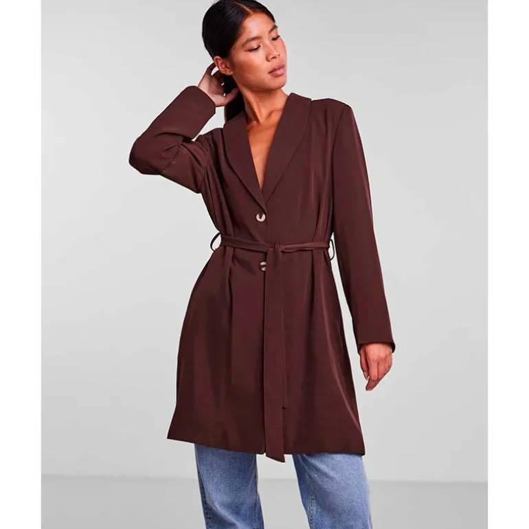 PIECES PCNATASJA LS LONG BLAZER BRUN