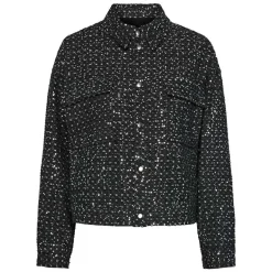 Pieces PCRoberta LS Sequins Jacket Grey Denim