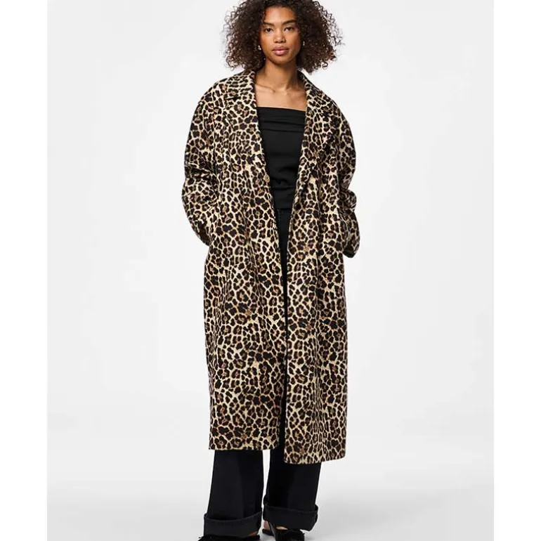 Pieces PCSavannah LS Long Leo Coat Black Leo