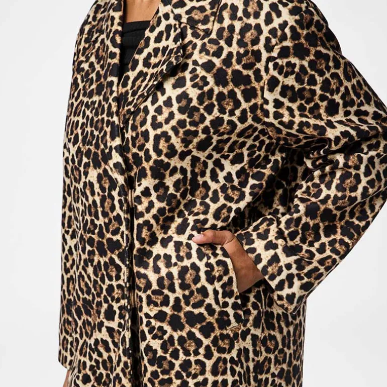 Pieces PCSavannah LS Long Leo Coat Black Leo