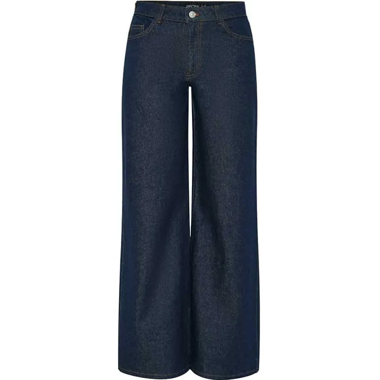 Pieces PCSelma LW Wide Jeans Rinse Noos Dark Blue Denim Rinse