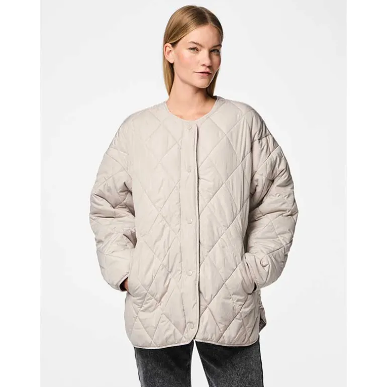Pieces PCStella Quilted Jacket Noos Silver Gray