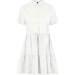 PIECES PCVALDINE SS SHIRT DRESS HVID