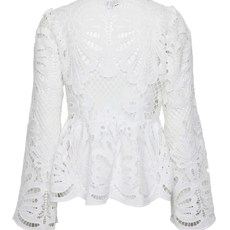 Pieces PCWinsta LS V-Neck Top D2D Hvid