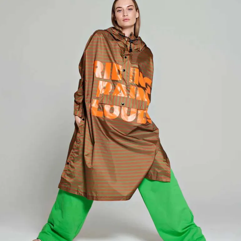 Rainkiss Rain Poncho Breton Brown Text Brown
