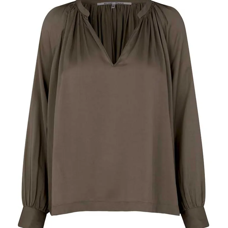 Second Female Drape Tunic Blouse Brun
